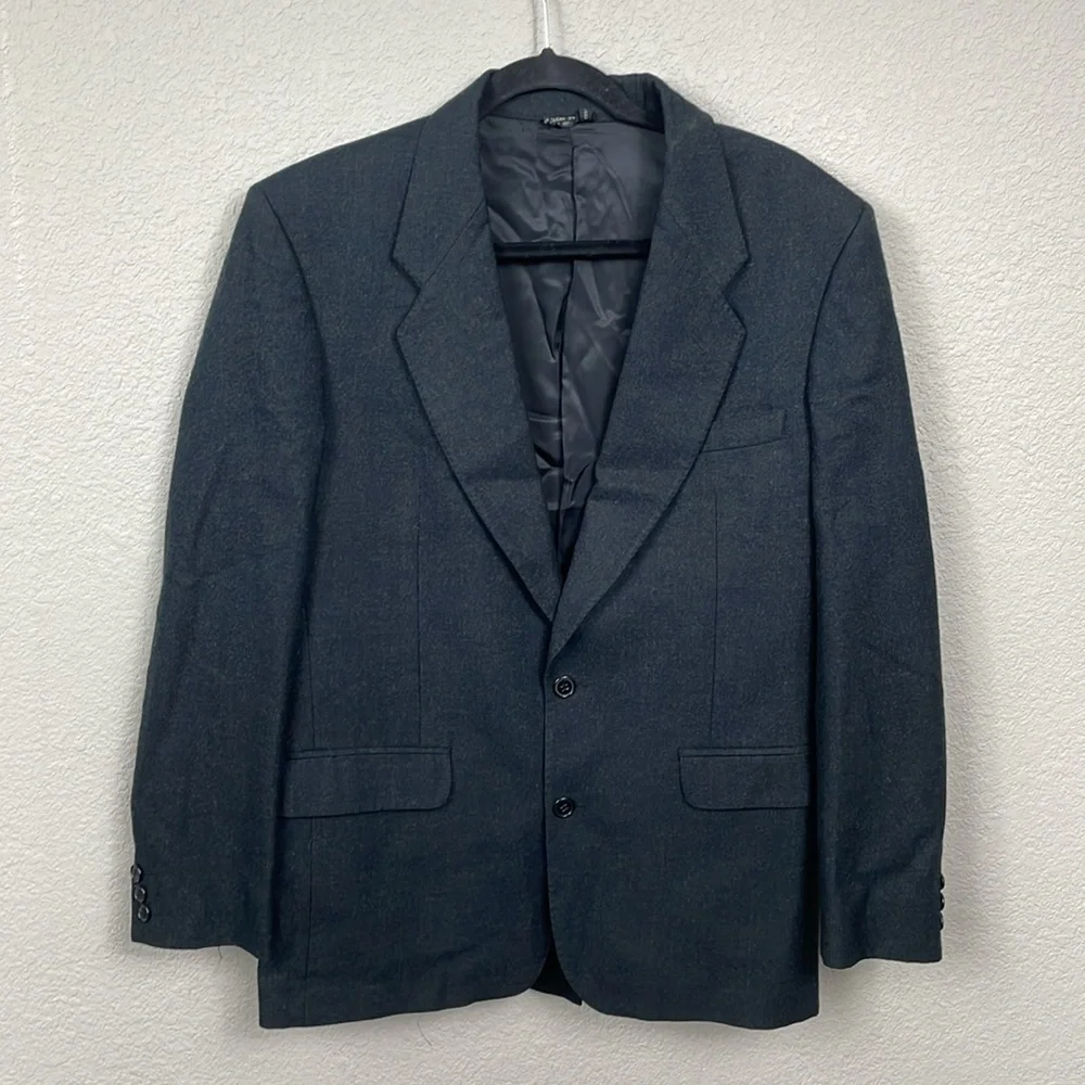 Pierre Cardin Paris Wool Blazer Jacket Charcoal Heathered Gray Sz 38R